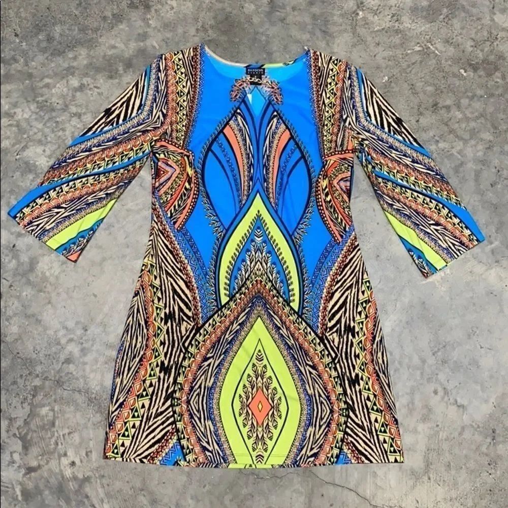 En Focus Studio L/S Multi Dress Size 8 - Picture 4 of 6